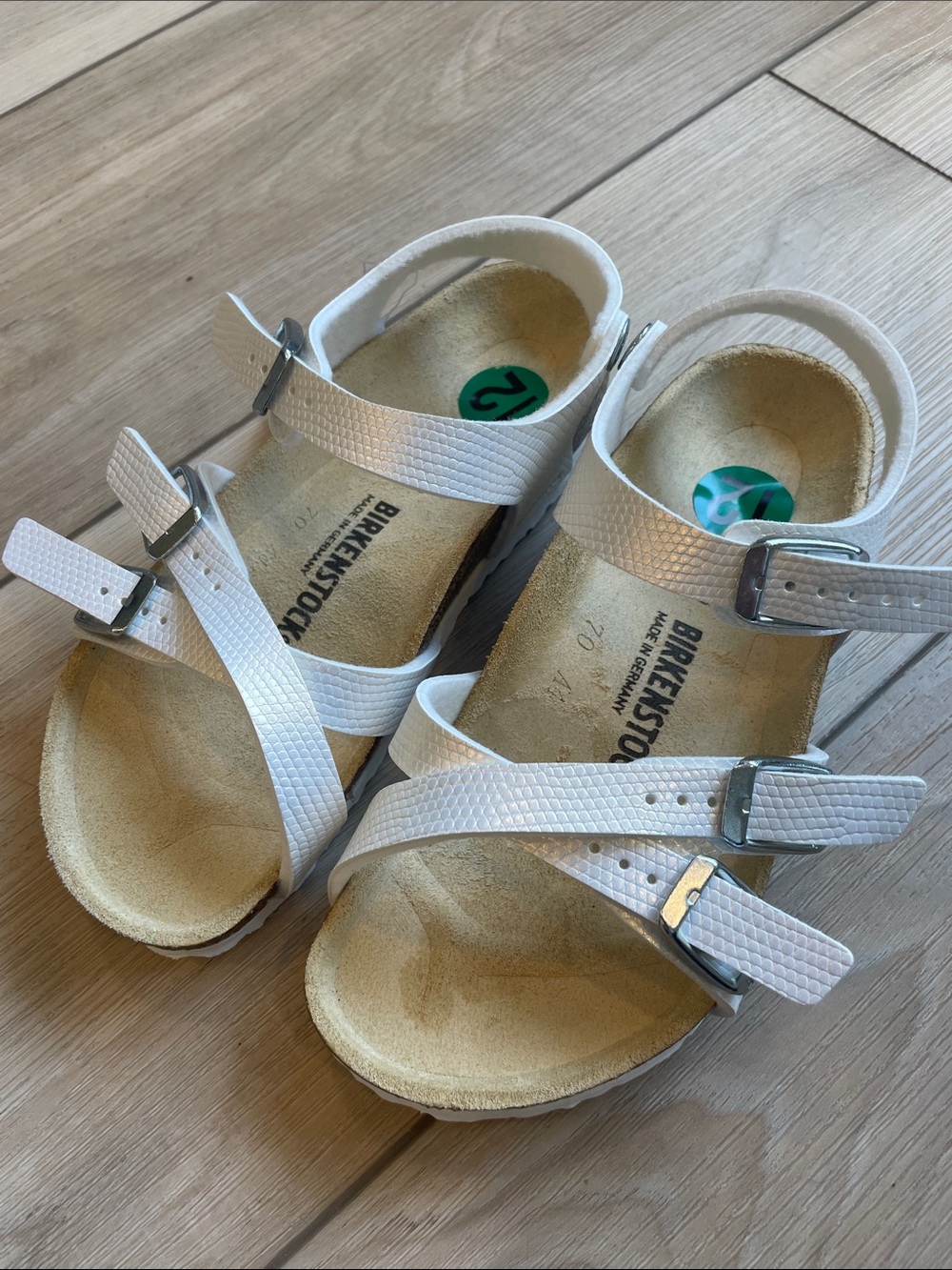 New Birkenstock Kids White Textured Strap Sandals